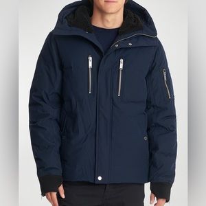 KARL LAGERFELD DOWN MIDLENGTH SHERPA LINED HOODED PUFFER COAT BNWT